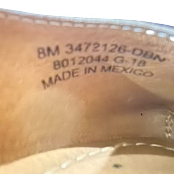 Frye 8 Carson Ballet Flat Dark Brown Italian Leather Round Toe Slip-On Logo Work - Picture 6 of 8